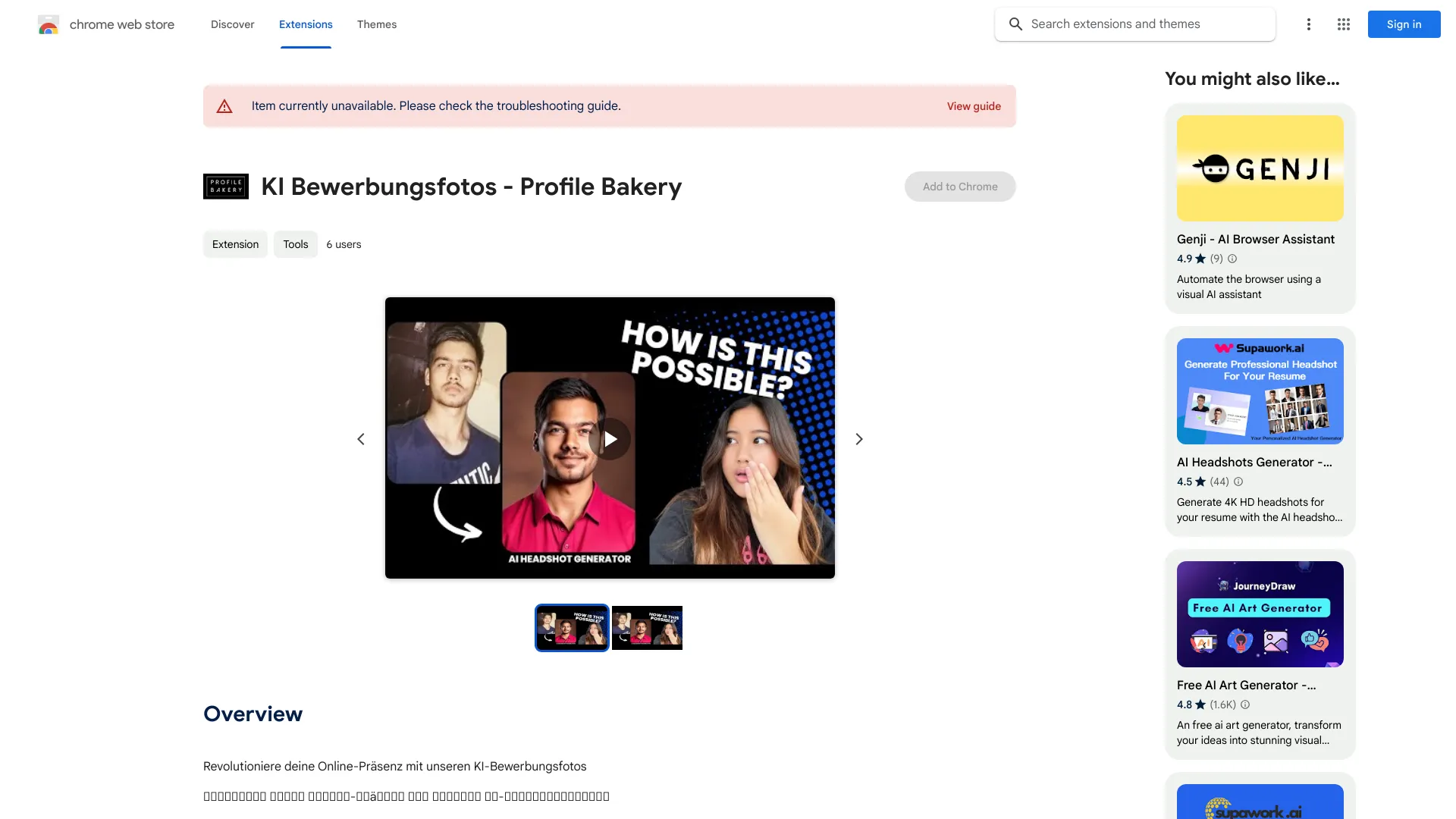 AI Bewerbungsfotos - Chrome Extension - AI Tool Ocean