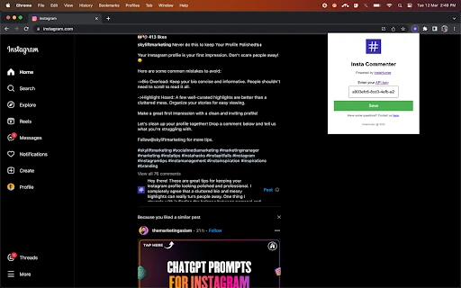 AI Commenter for Instagram - Chrome Extension - AI Tool Ocean