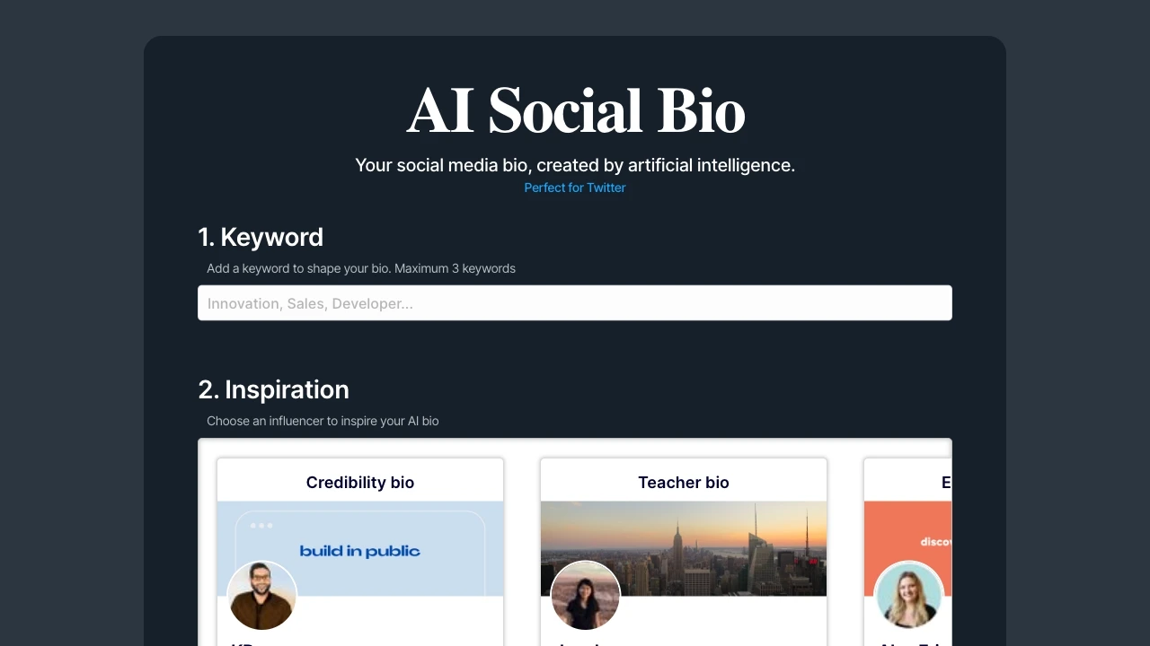AI Social Bio - AI Tool Ocean