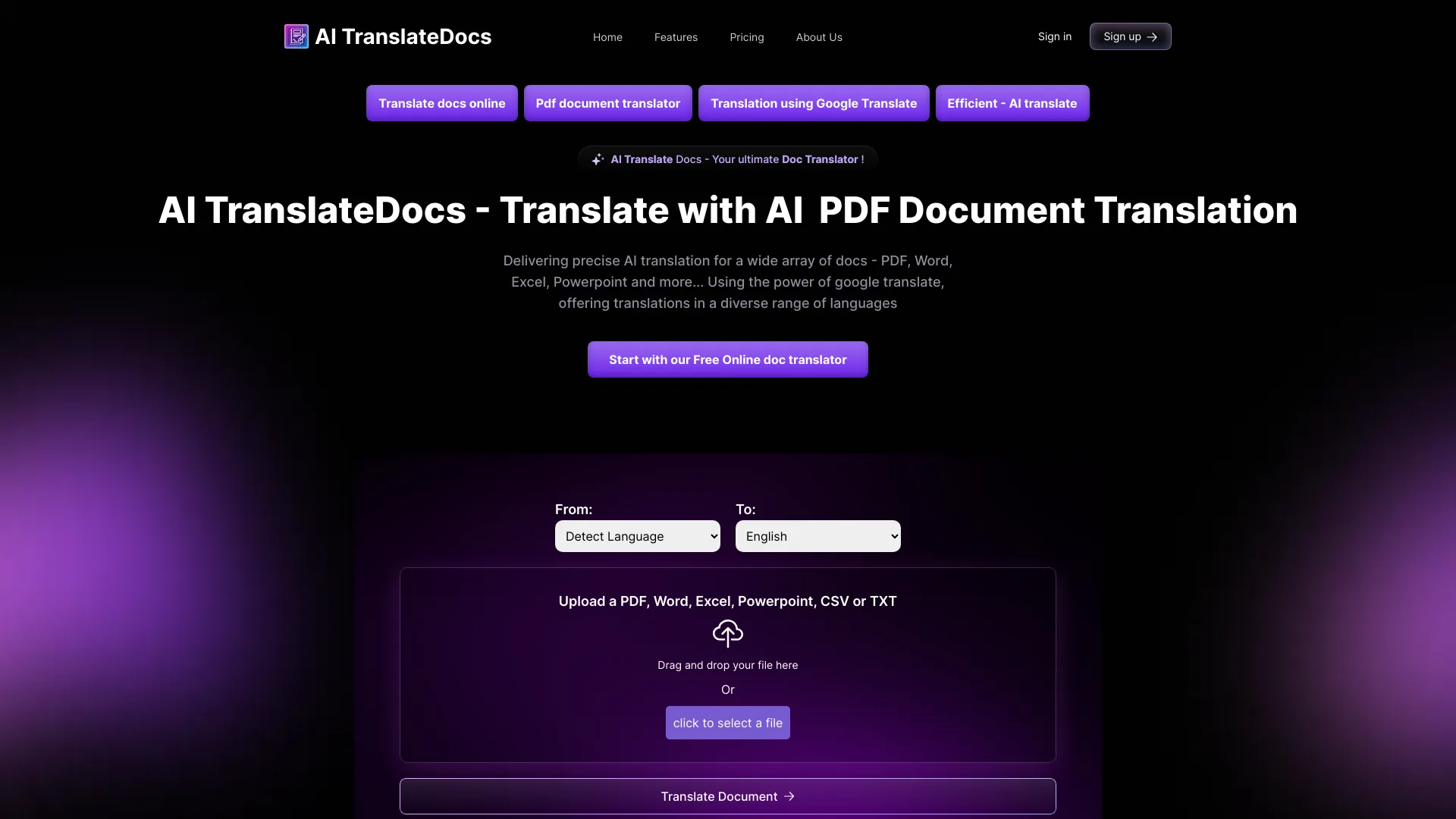 AI TranslateDocs - AI Tool Ocean