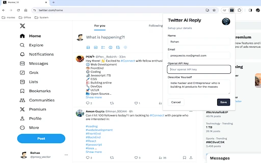 AI Twitter Reply Generator - Chrome Extension - AI Tool Ocean