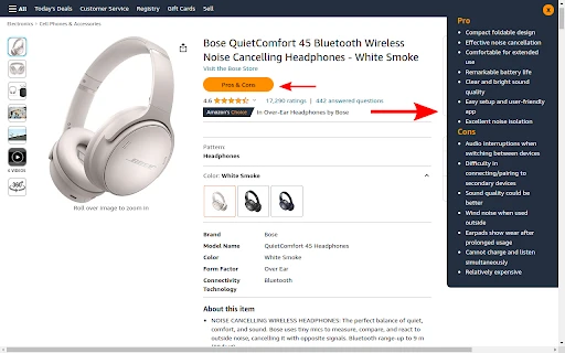 AmazonGPT Pros & Cons Analyzer - Chrome Extension - AI Tool Ocean