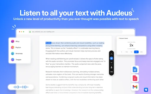 Audeus AI Voice Reader - Chrome Extension - AI Tool Ocean