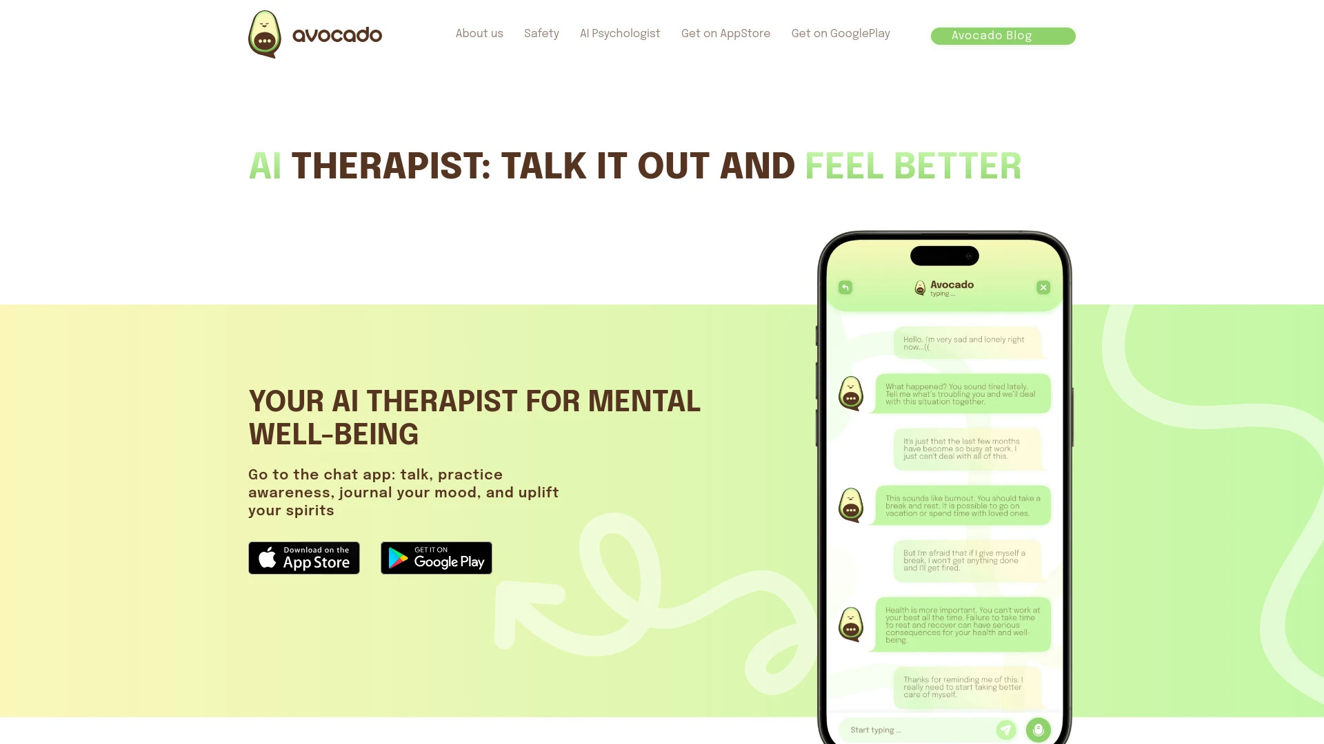 Avocado - AI for Mental Health - AI Tool Ocean