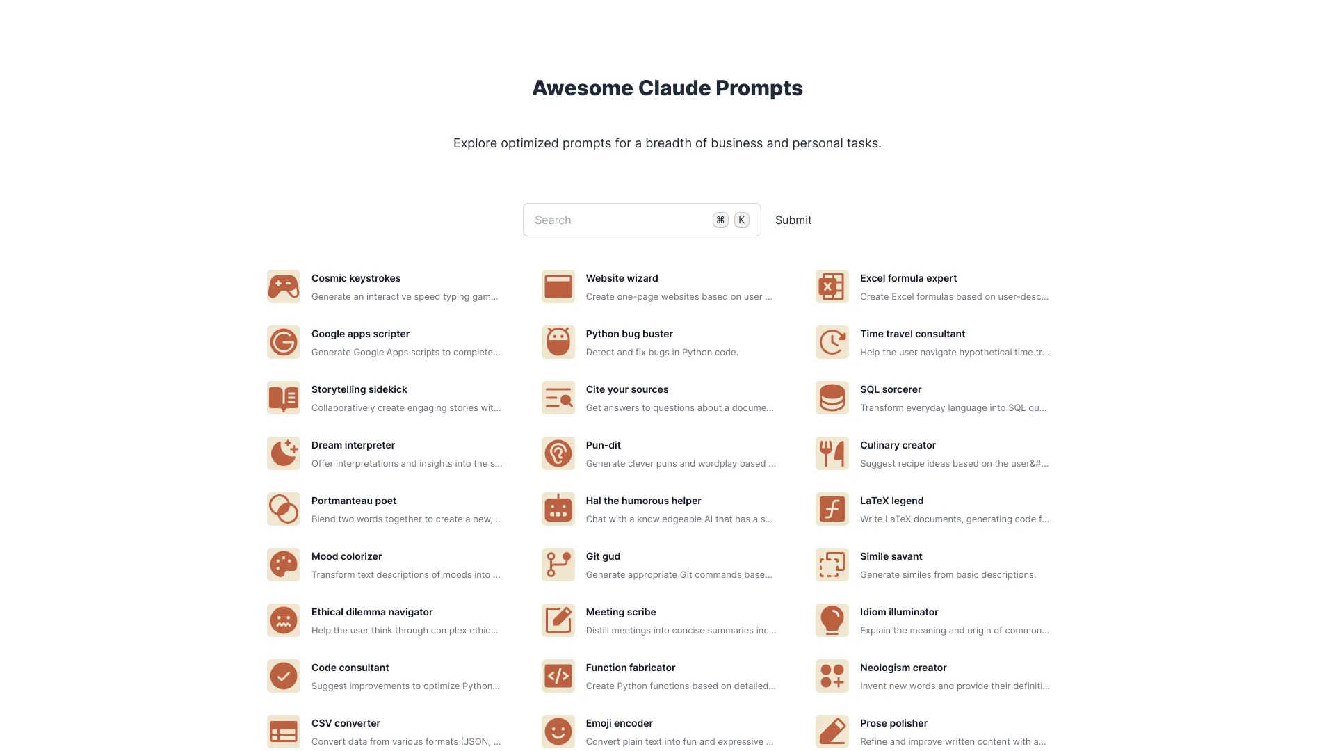 Awesome Claude Prompts - AI Tool Ocean