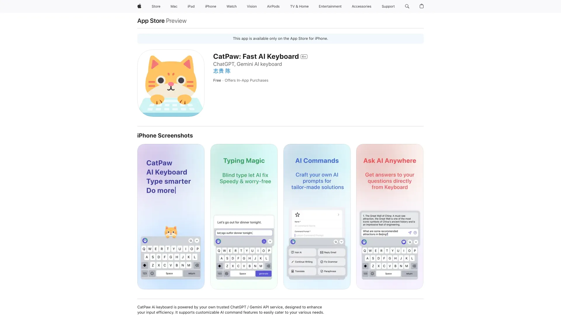 CatPaw: Fast AI Keyboard - AI Tool Ocean