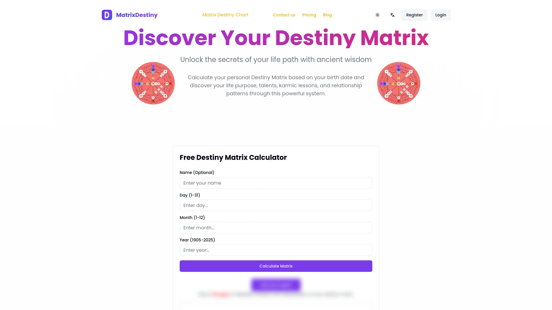 Destiny Matrix Chart Calculator - AI Tool Ocean