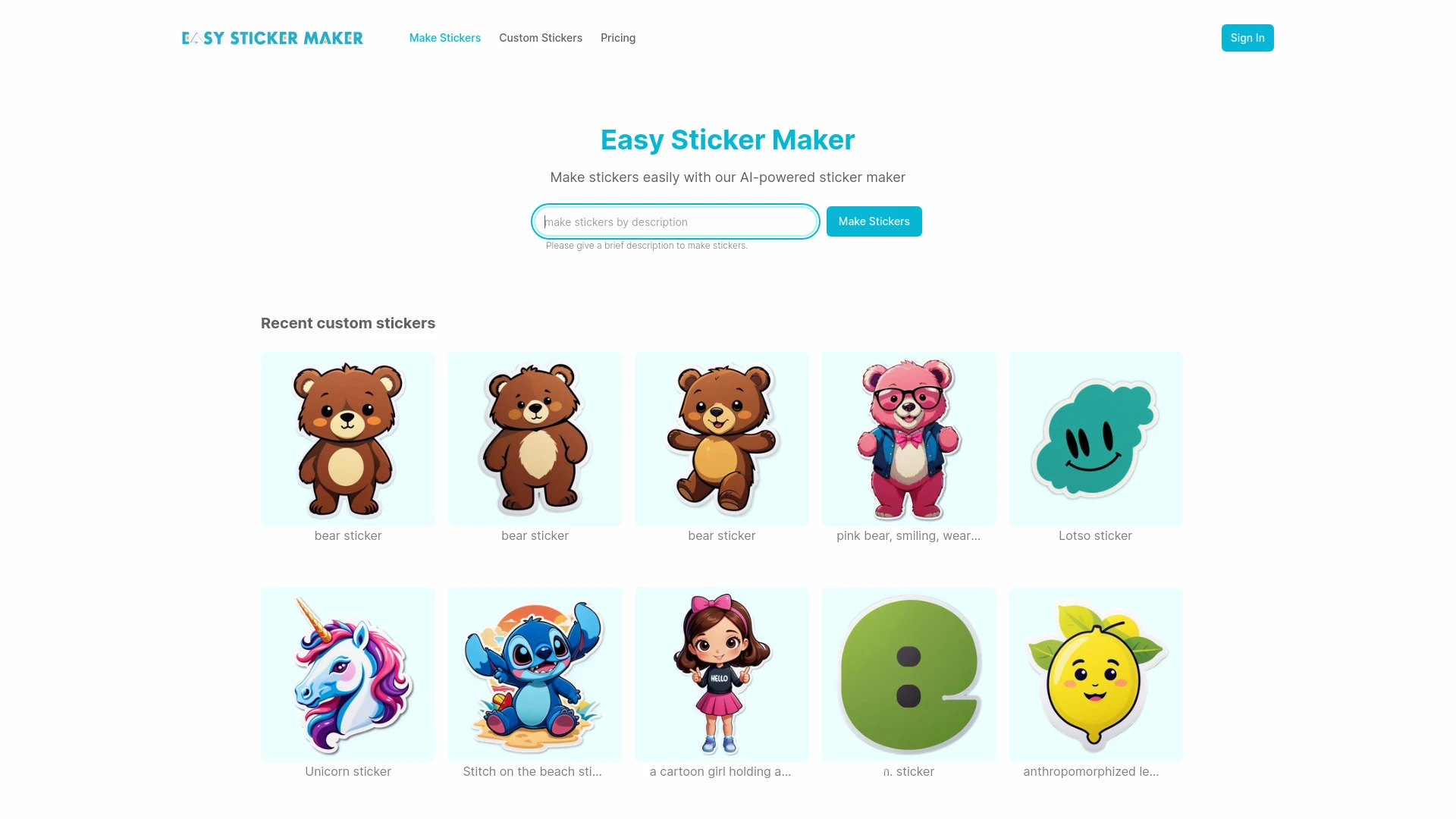 Easy Sticker Maker - AI Tool Ocean
