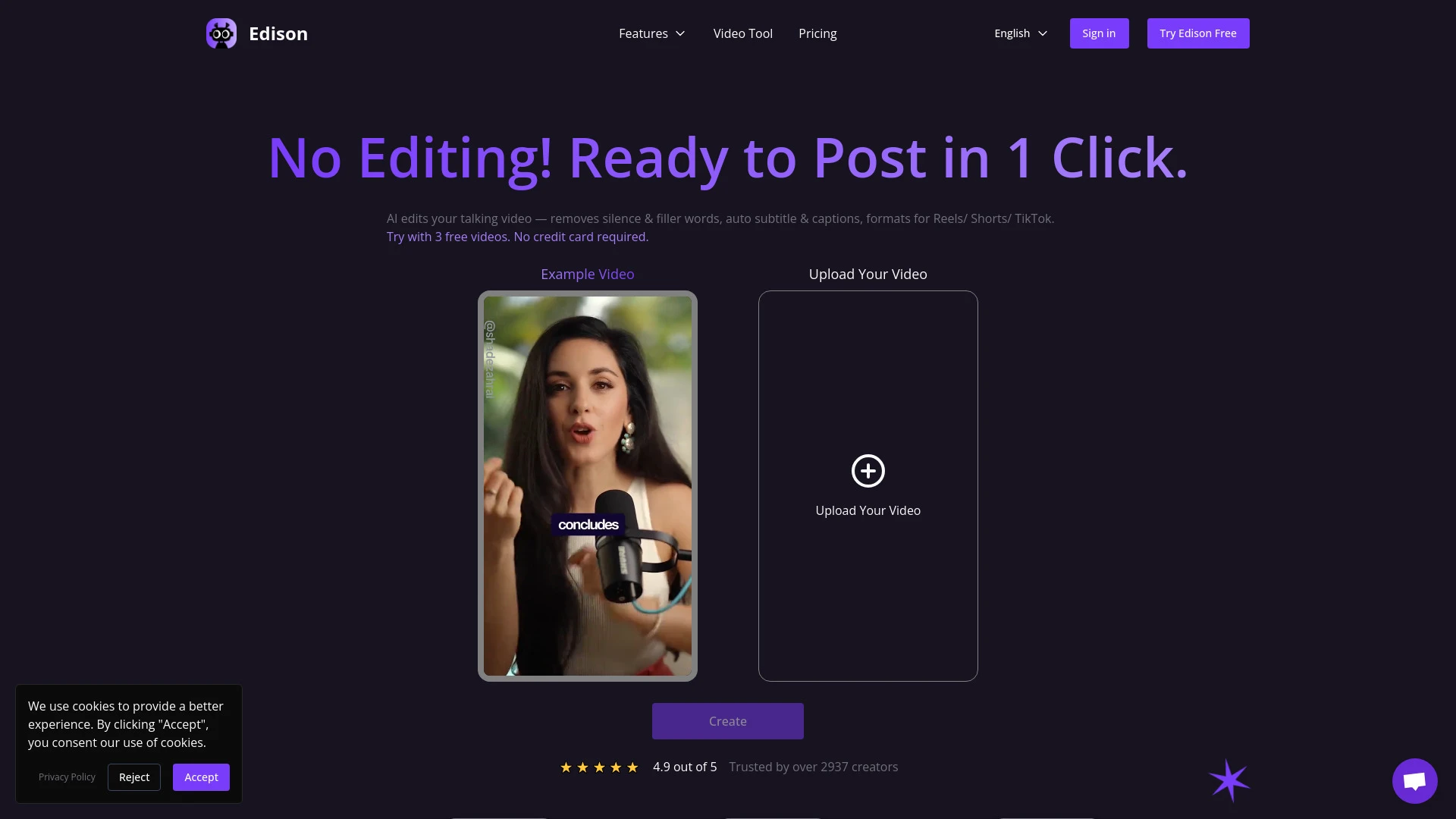 Edison: Say Goodbye to Video Editing - AI Tool Ocean