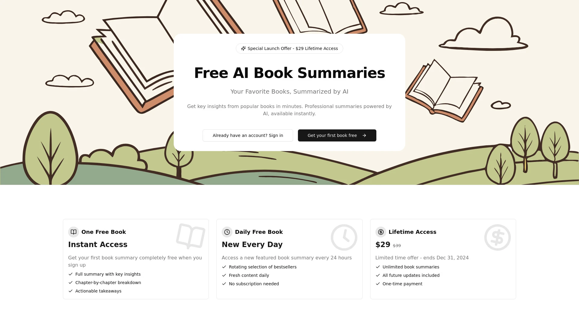 Free AI Book Summaries - AI Tool Ocean