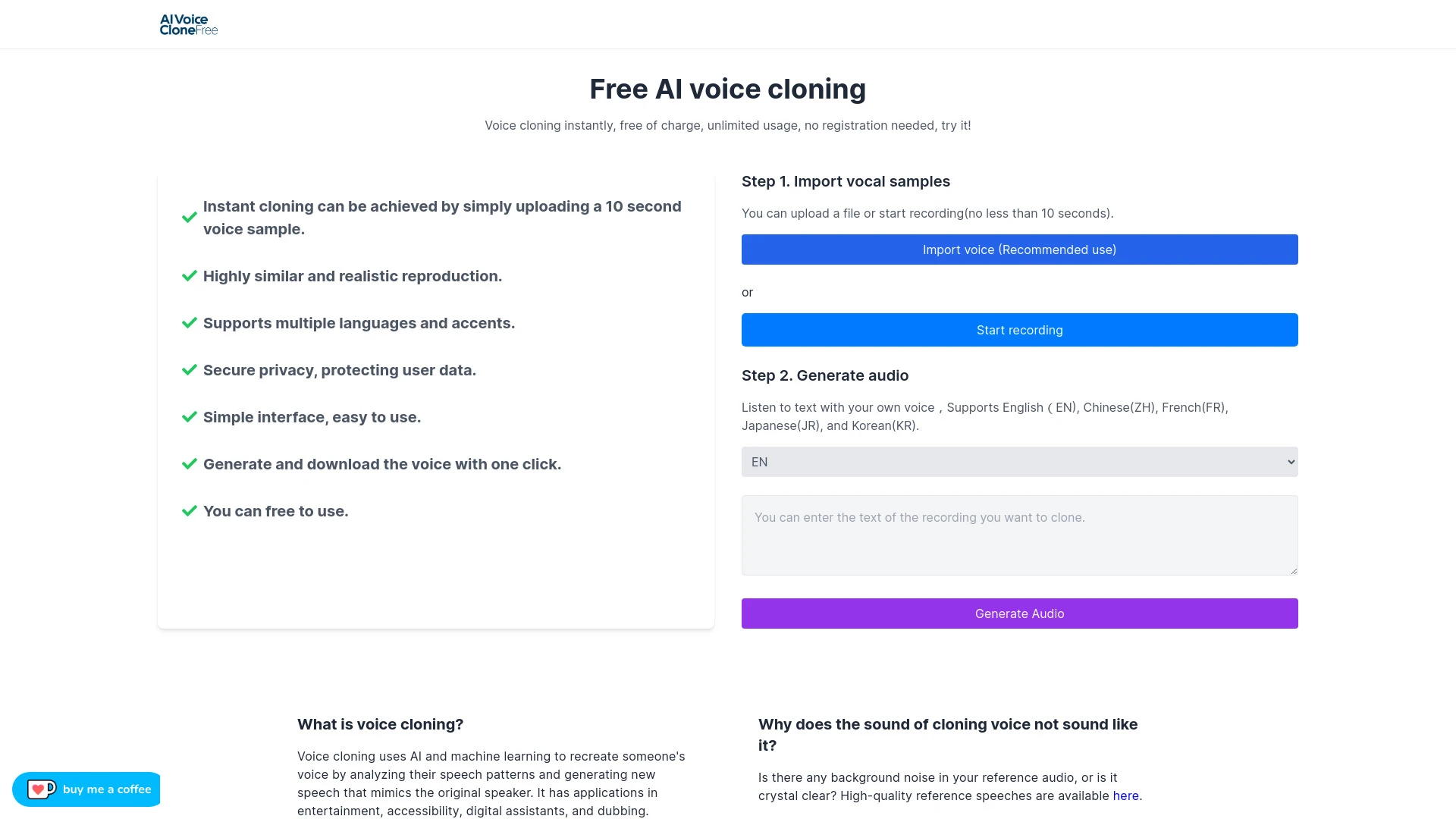 Free Voice Cloning - AI Tool Ocean