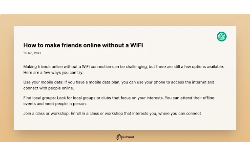 GoPenAI - Chrome Extension - AI Tool Ocean