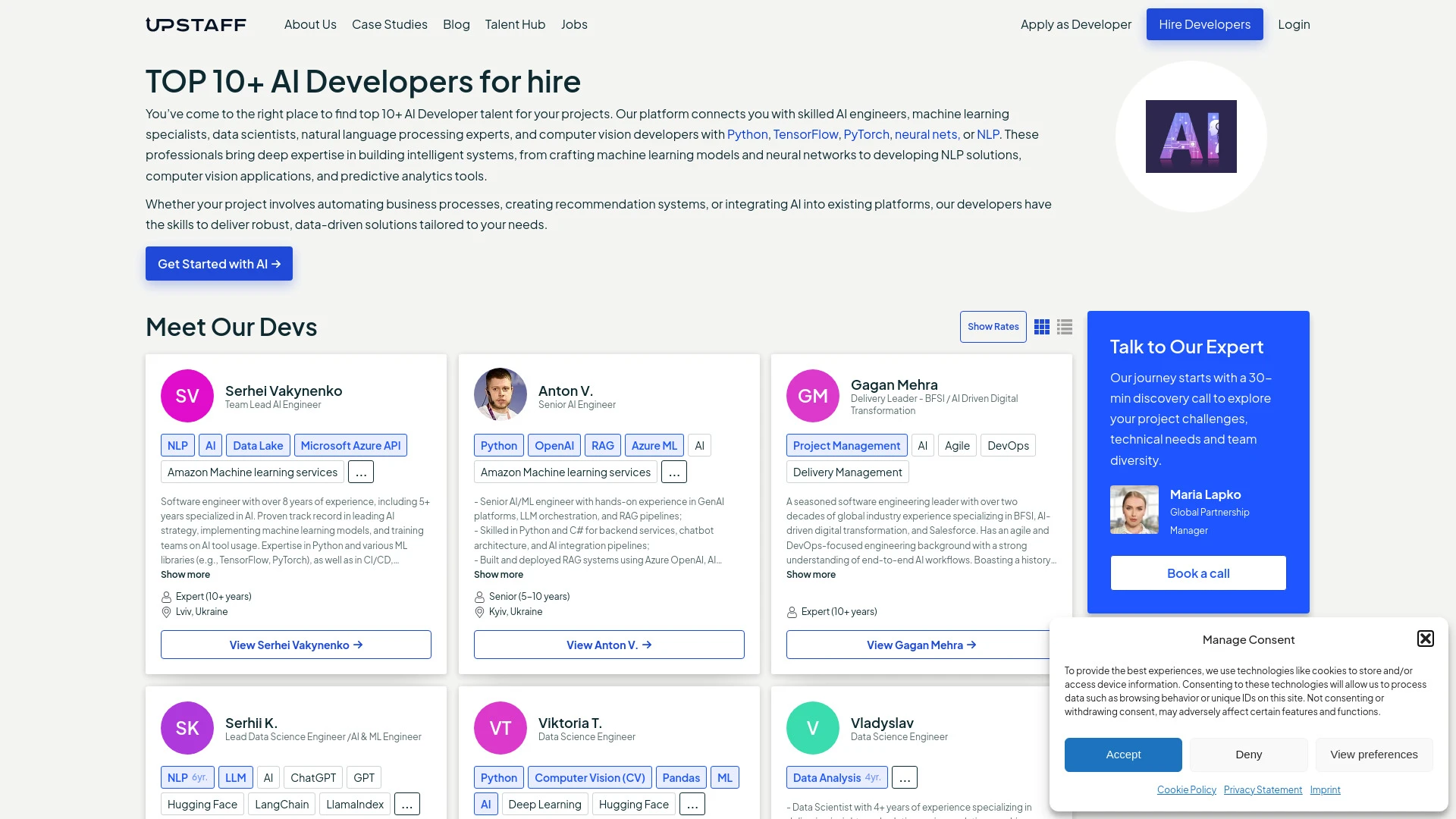 Hire AI Developers with Upstaff.com - AI Tool Ocean