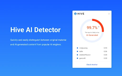 Hive AI Detector - Chrome Extension - AI Tool Ocean