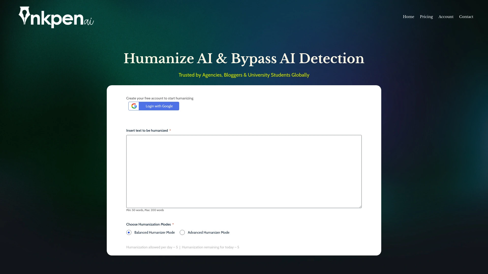 Inkpen AI Text Humanizer - AI Tool Ocean