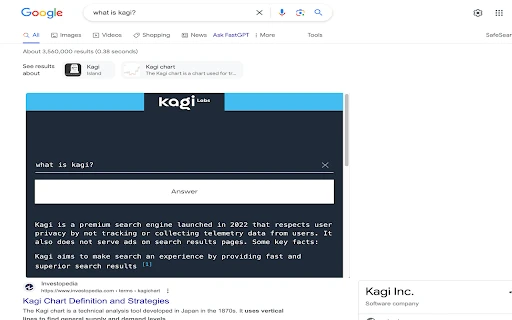 Kagi's FastGPT - Chrome Extension - AI Tool Ocean