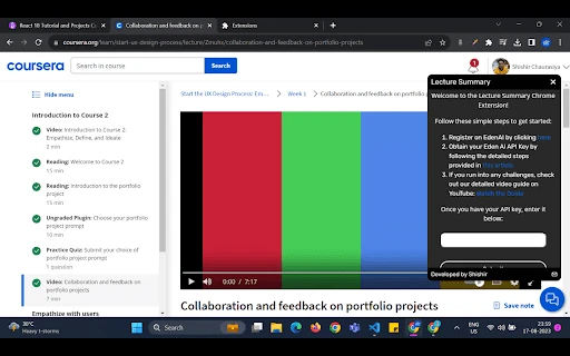 Lecture Summary: YouTube, Udemy And Coursera - Chrome Extension - AI Tool Ocean