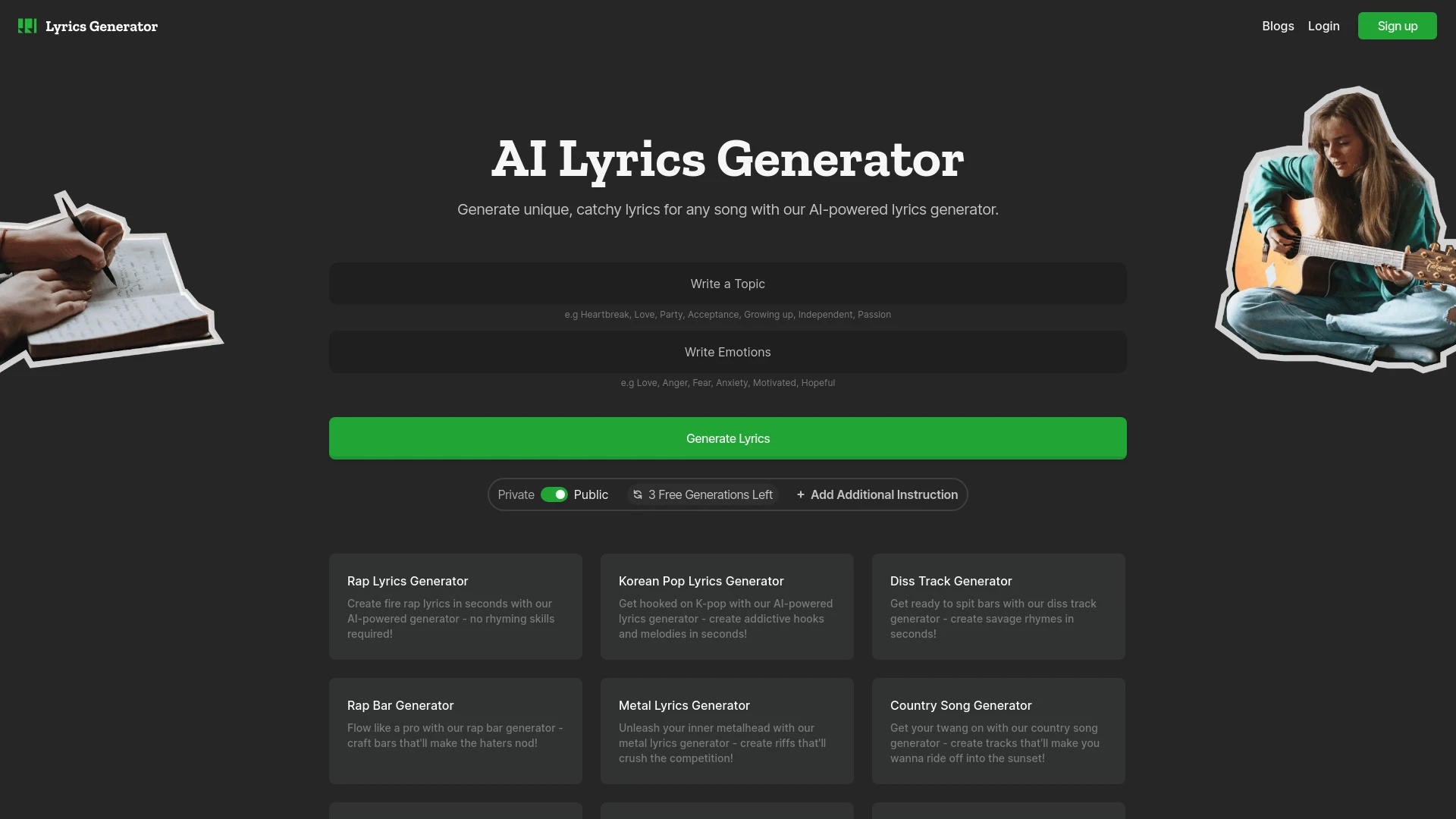 LyricsGenerator.com - AI Tool Ocean