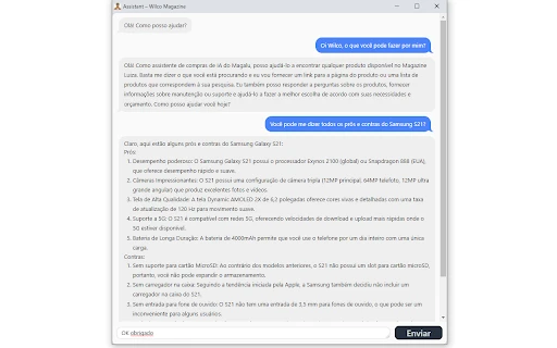 Magazine Luiza's – assistente de IA Wilco - Chrome Extension - AI Tool Ocean