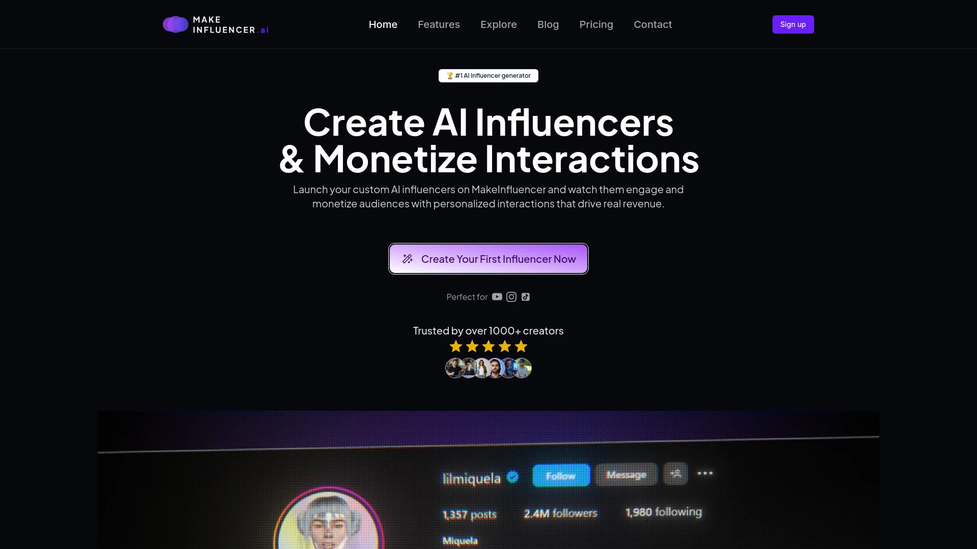 MakeInfluencer AI - AI Tool Ocean