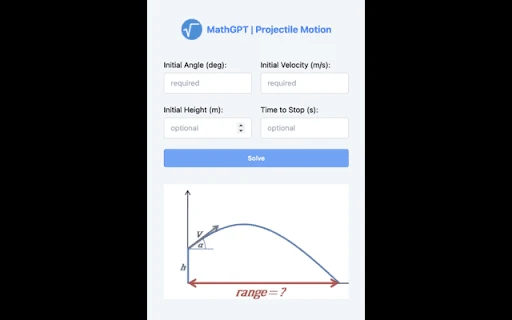 MathGPT Projectile Motion Calculator - Chrome Extension - AI Tool Ocean