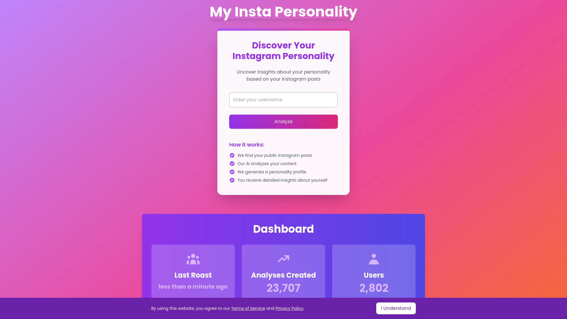My Insta Personality - AI Tool Ocean