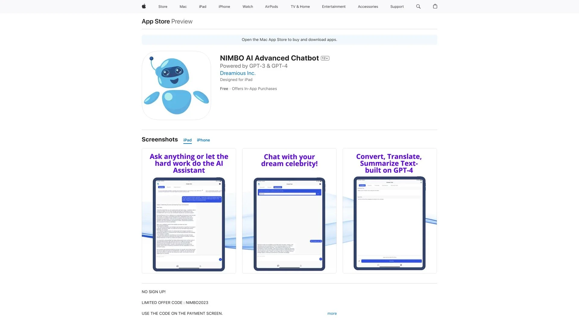 NIMBO AI Advanced Chatbot - AI Tool Ocean