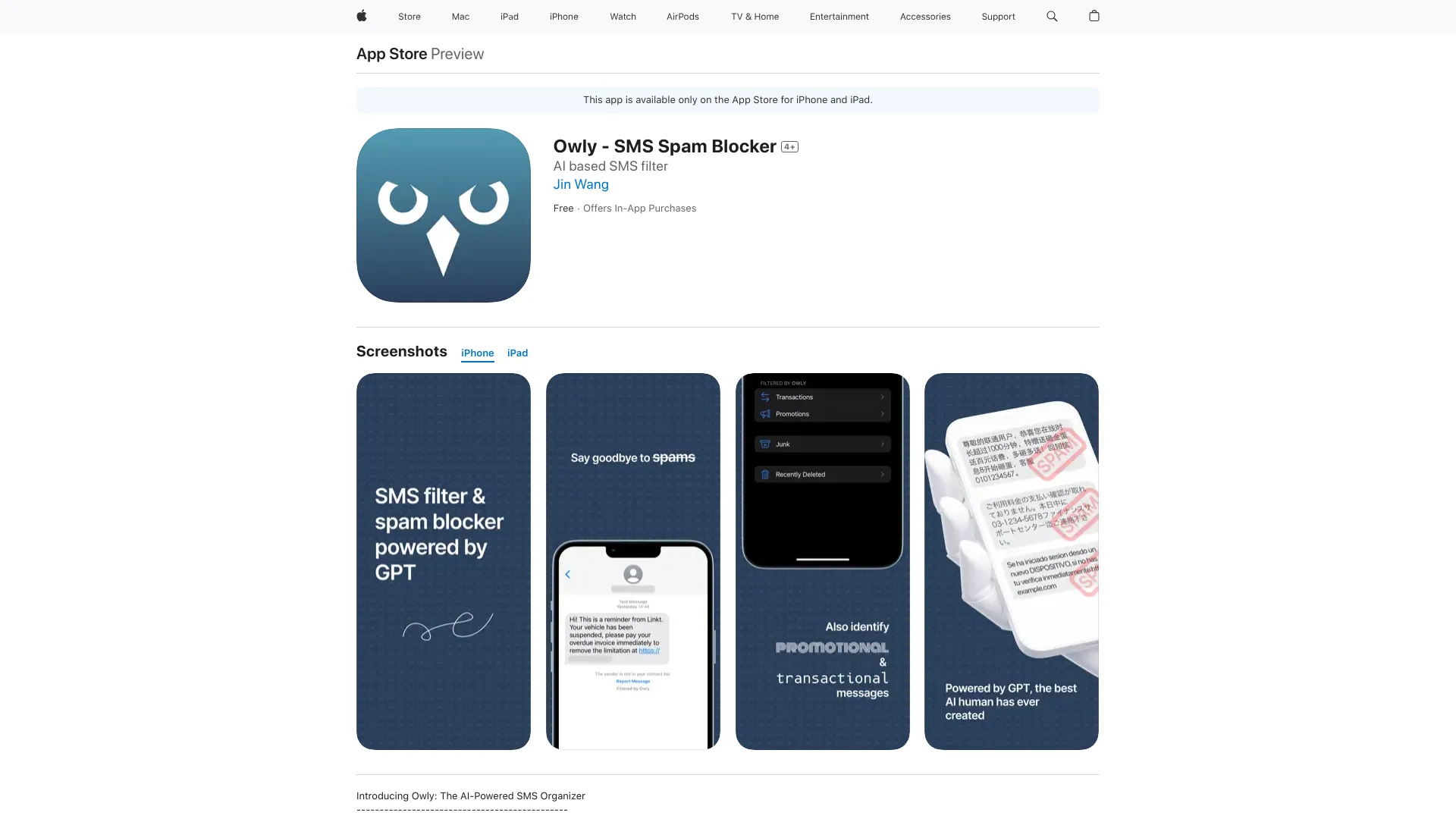 Owly - SMS Spam Blocker - AI Tool Ocean