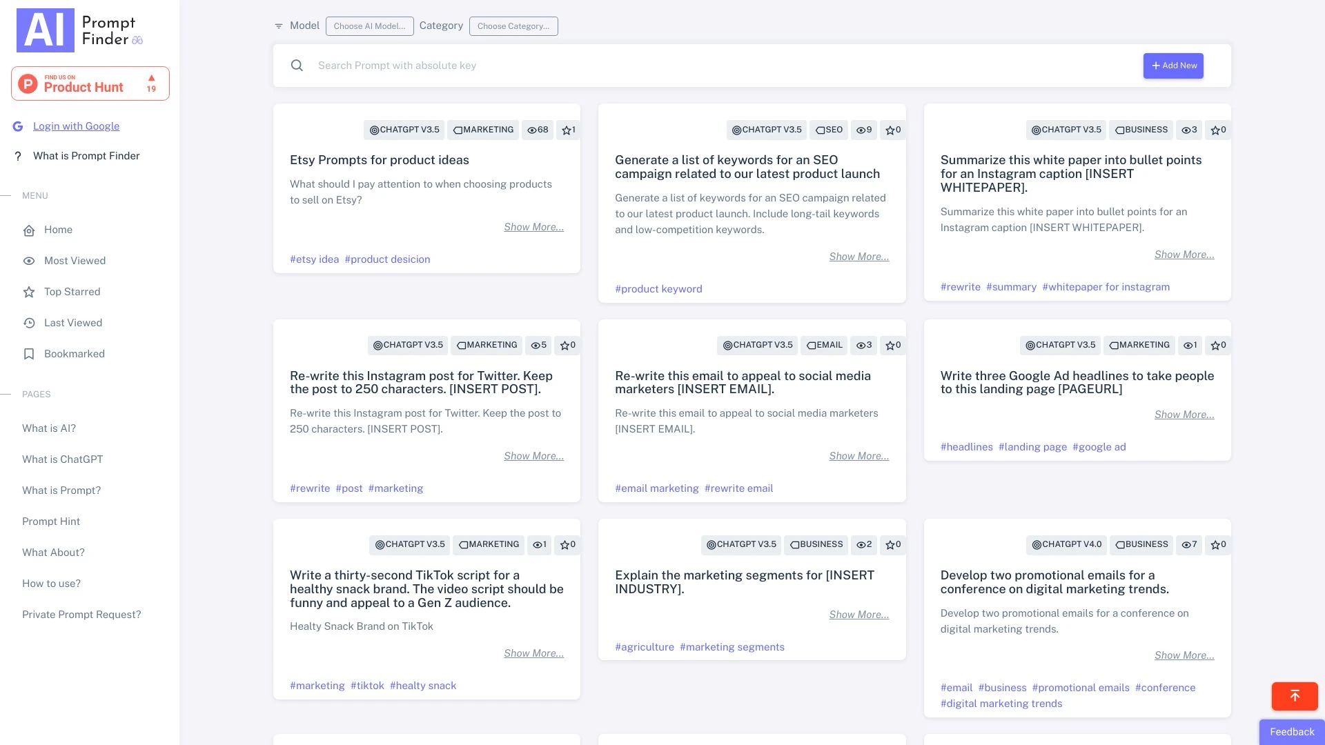 Prompt Finder - AI Tool Ocean