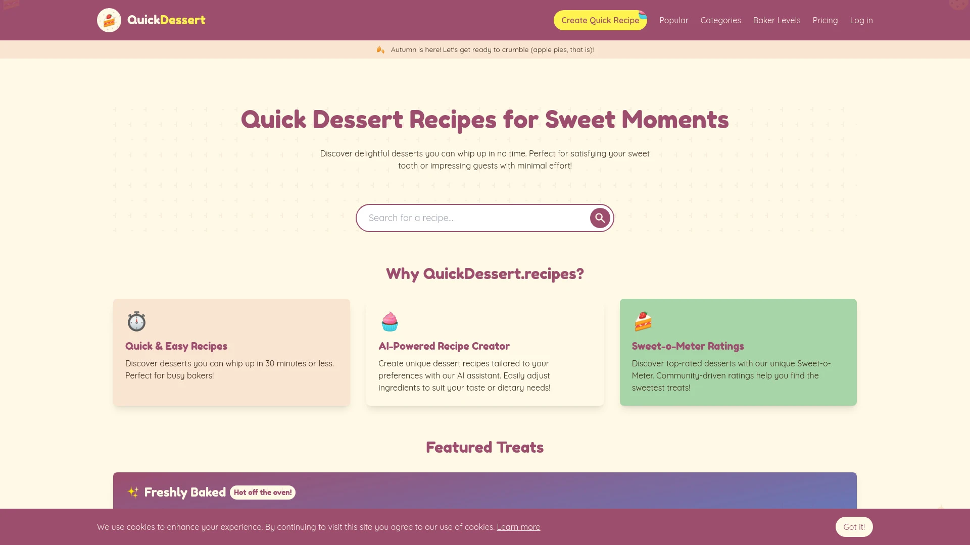 QuickDessert.recipes - AI Tool Ocean