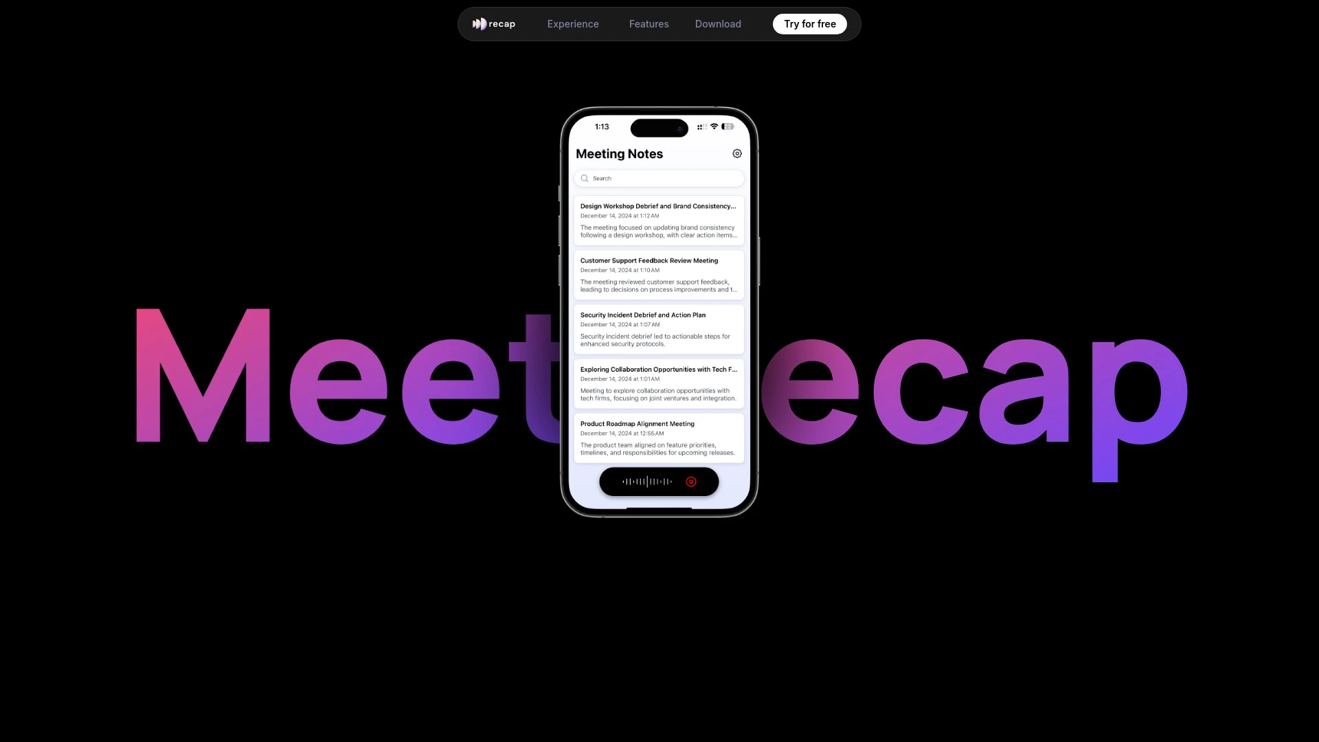 Recap AI - AI Tool Ocean