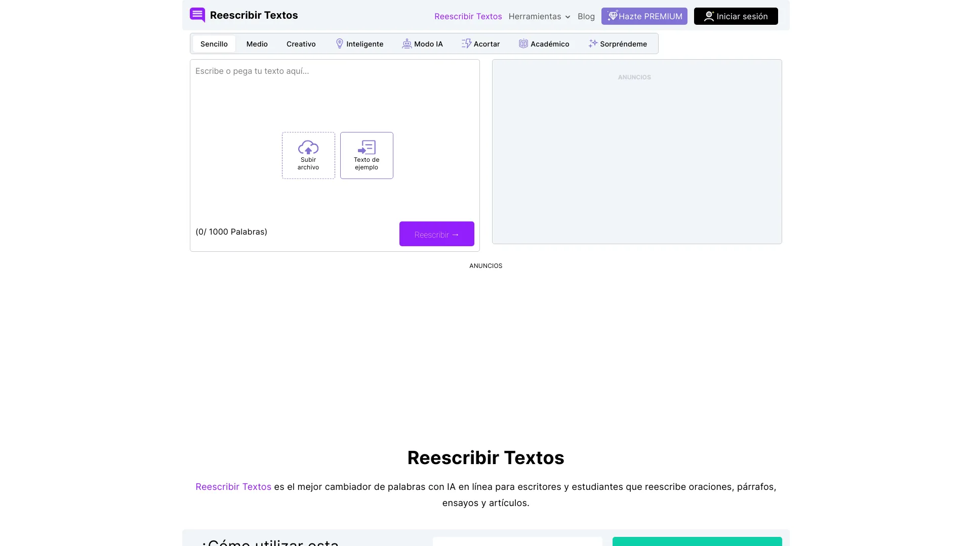 Reescribir Textos - AI Tool Ocean