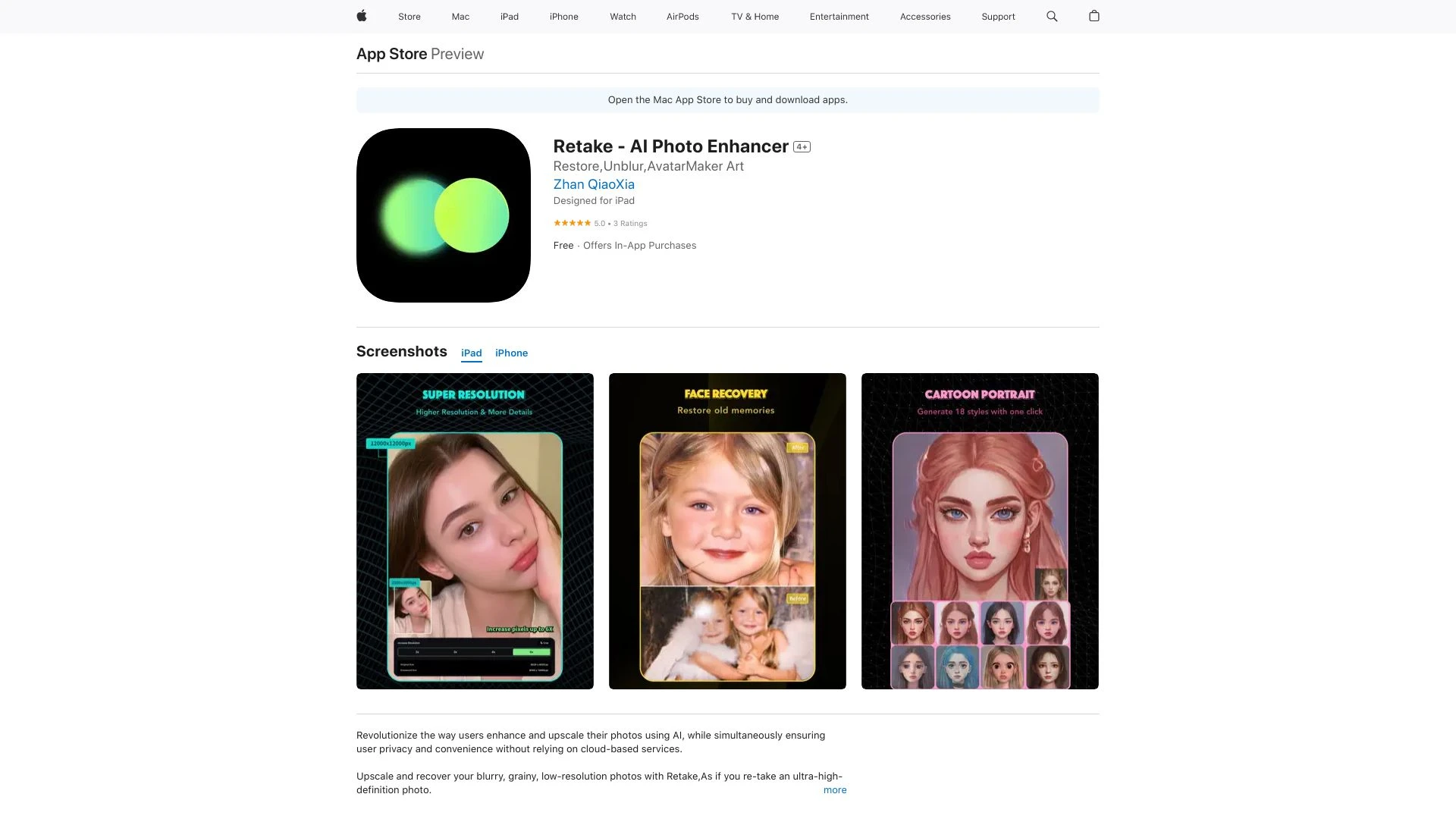 Retake - AI Photo Enhancer - AI Tool Ocean