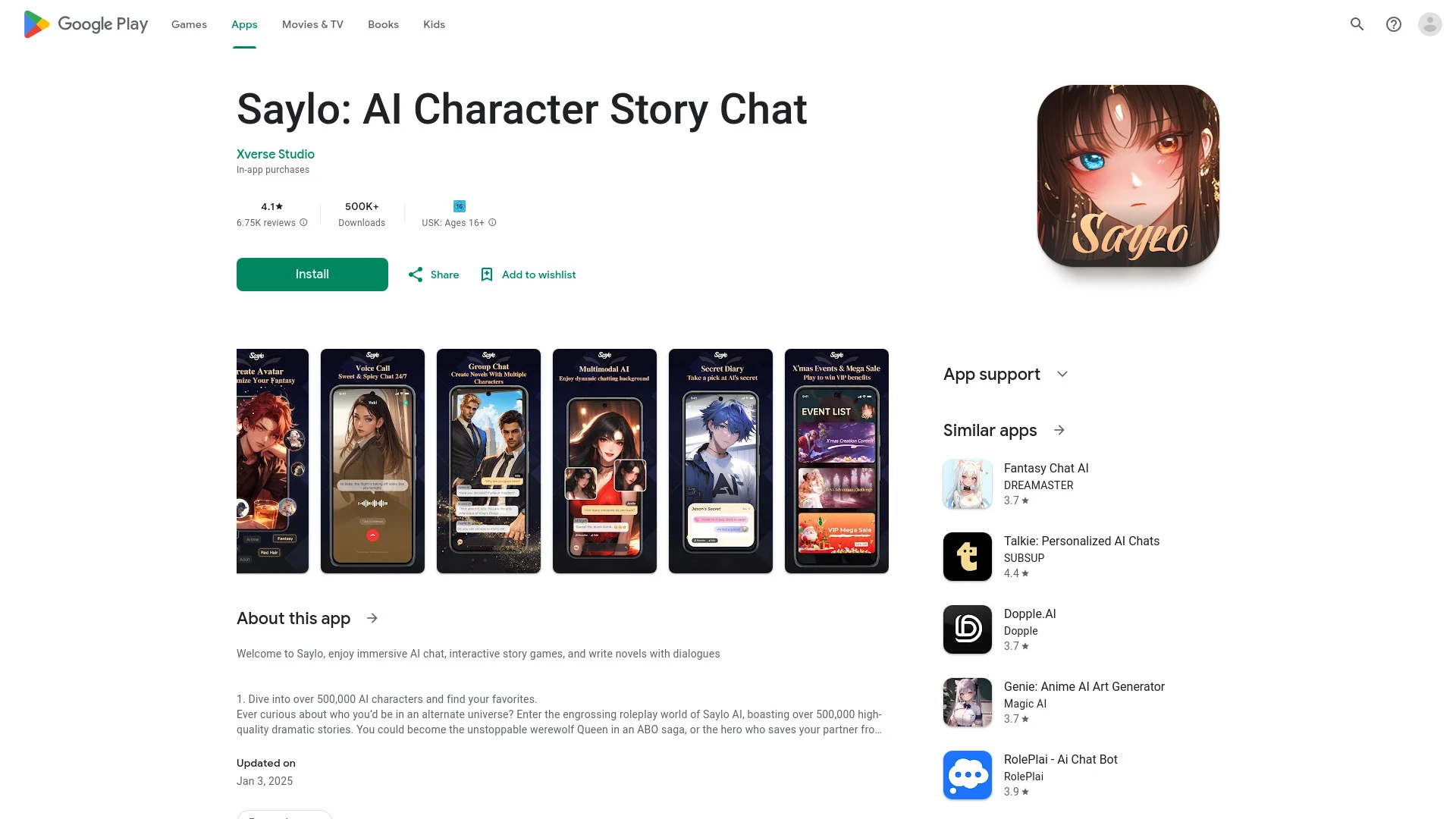 Saylo: AI Character Story Chat - AI Tool Ocean