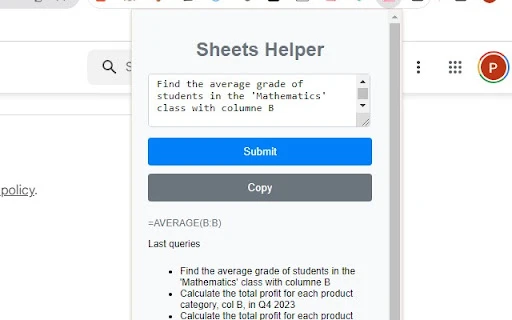Sheets Helper - Chrome Extension - AI Tool Ocean