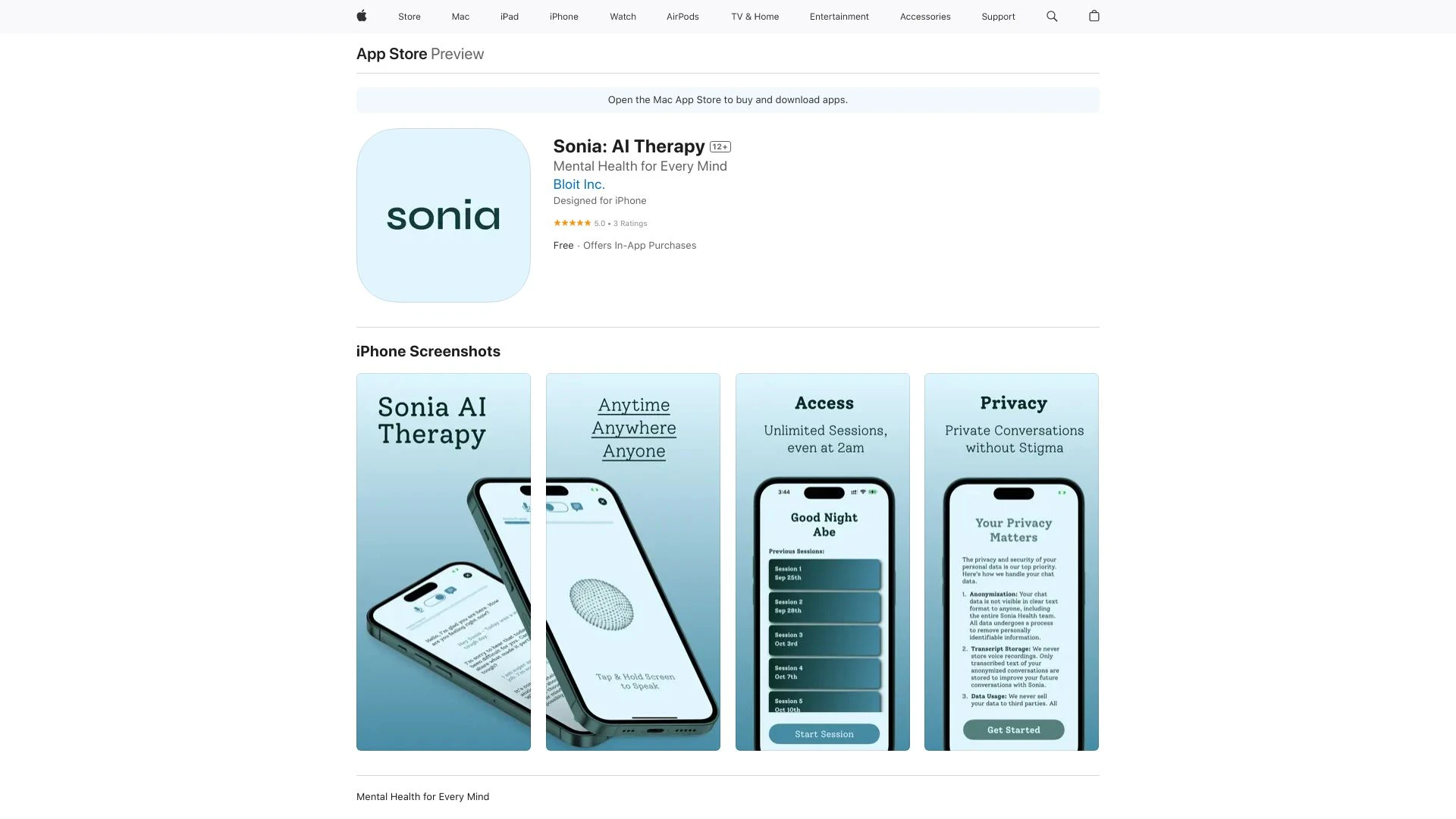 Sonia: AI Therapy - AI Tool Ocean