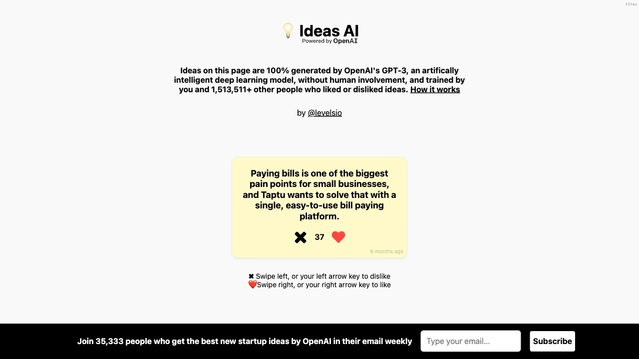 Startup Ideas powered by OpenAI - AI Tool Ocean