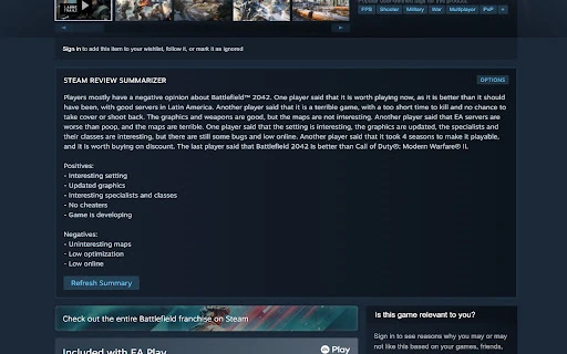 Steam Review Summarizer - Chrome Extension - AI Tool Ocean