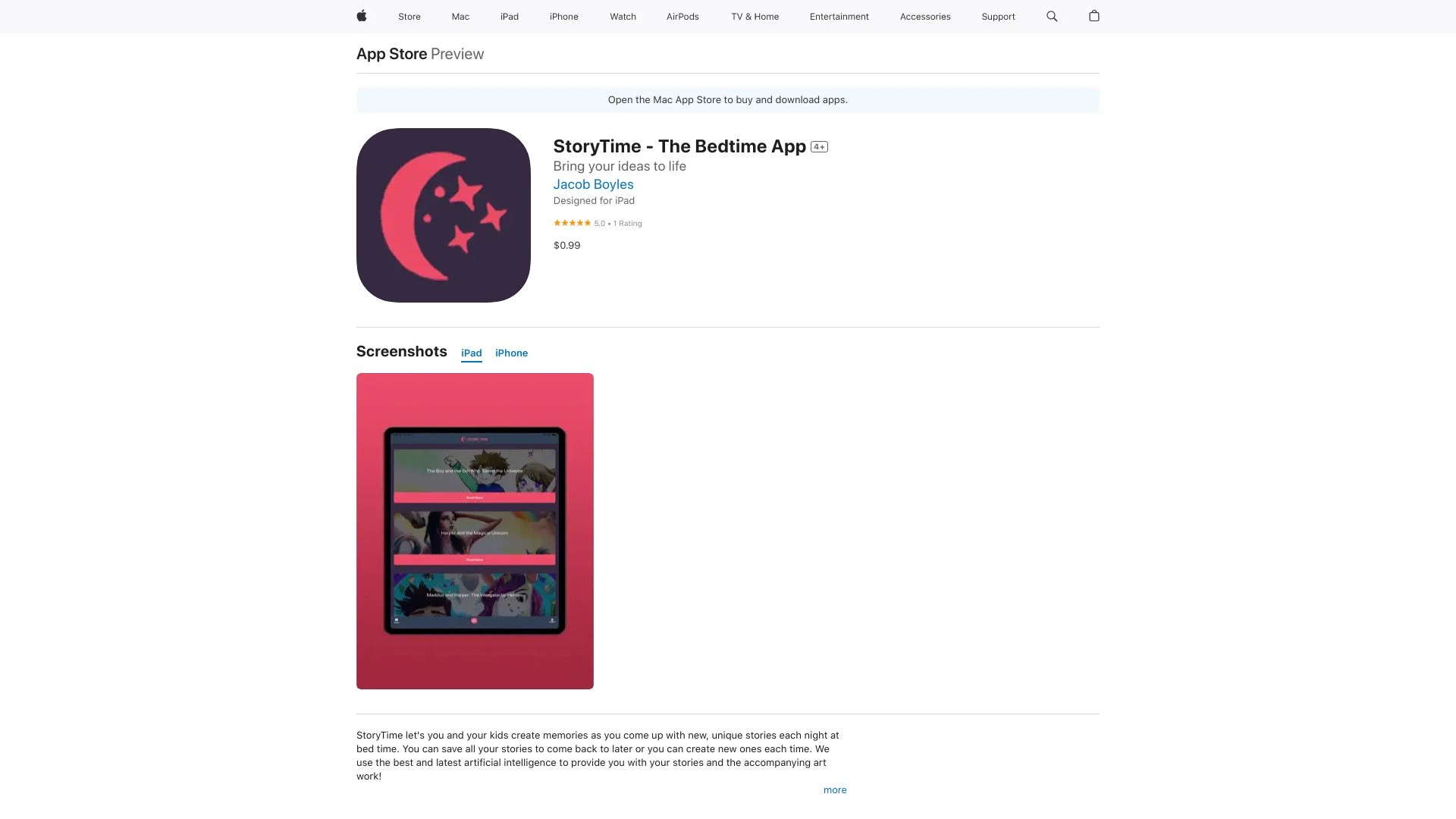 StoryTime - The Bedtime App - AI Tool Ocean