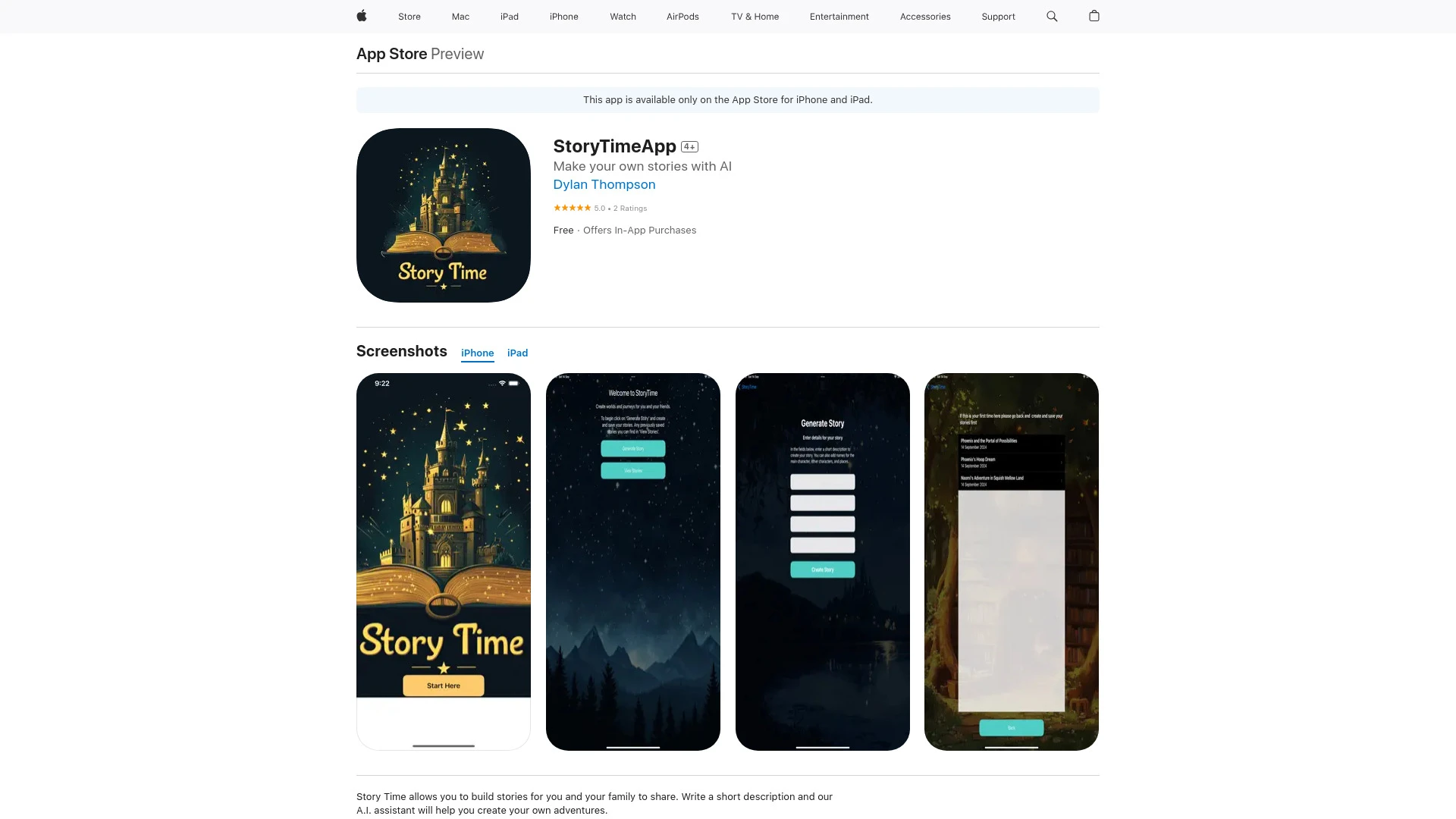 StoryTimeApp - AI Tool Ocean