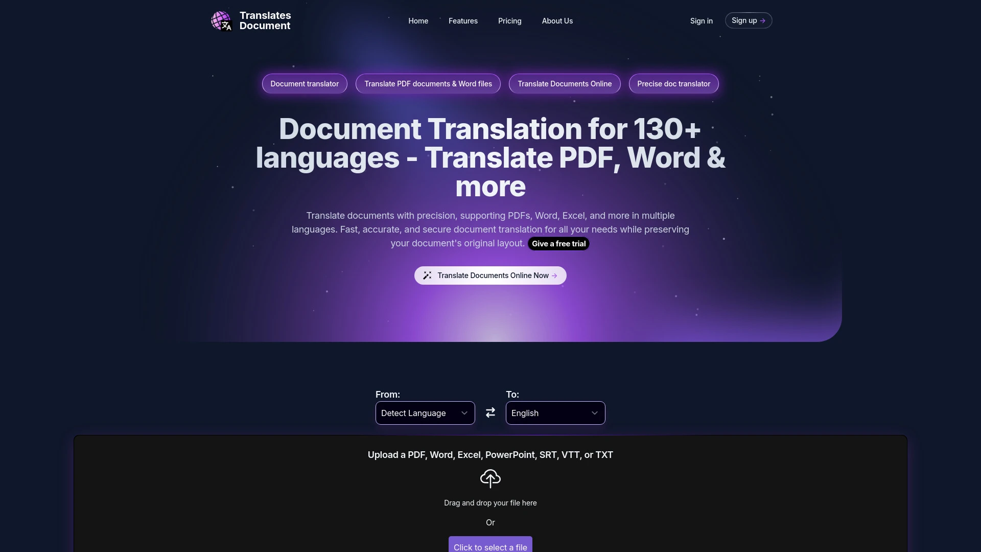 TranslatesDocument - AI Tool Ocean