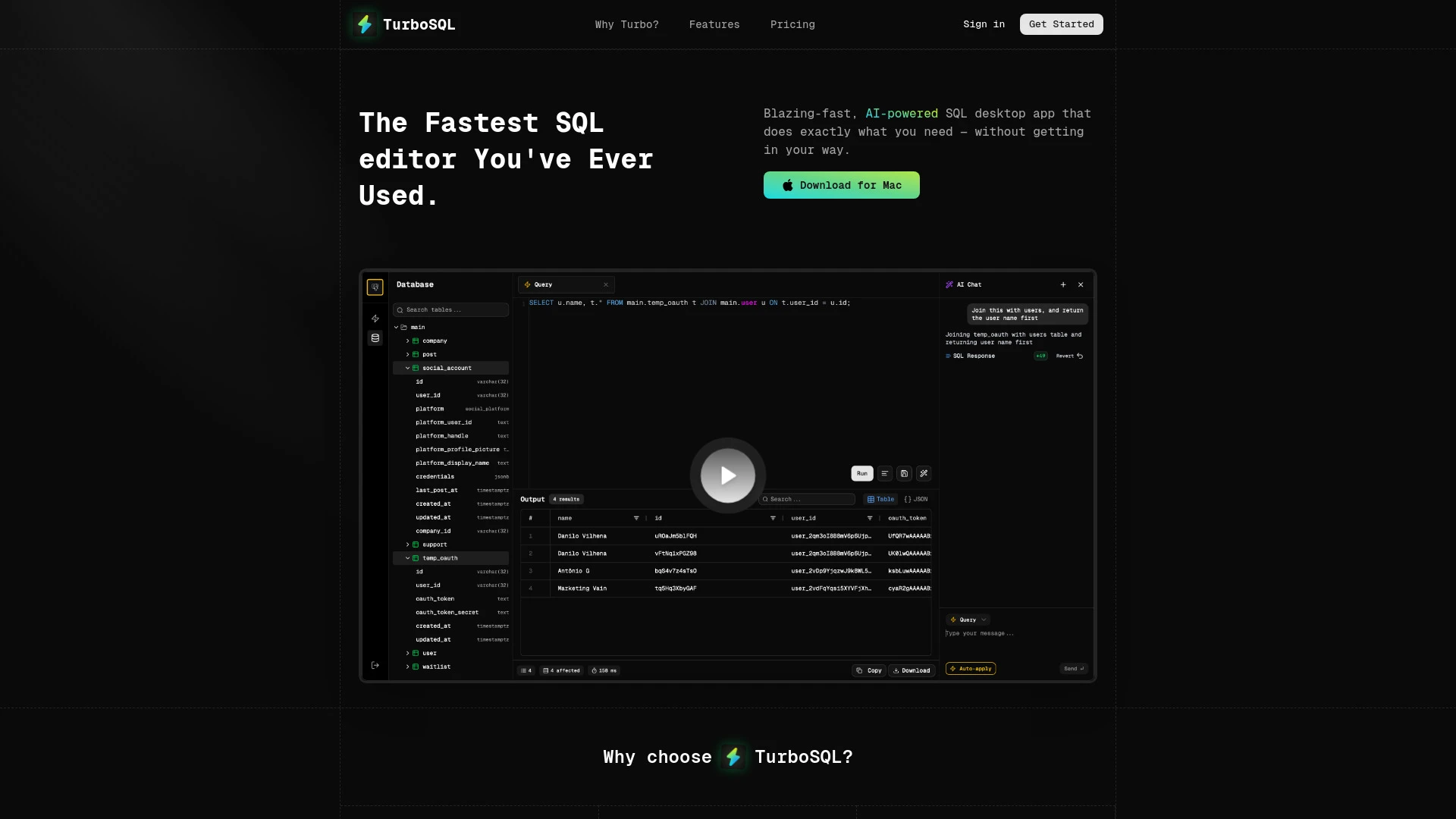 TurboSQL - AI Tool Ocean