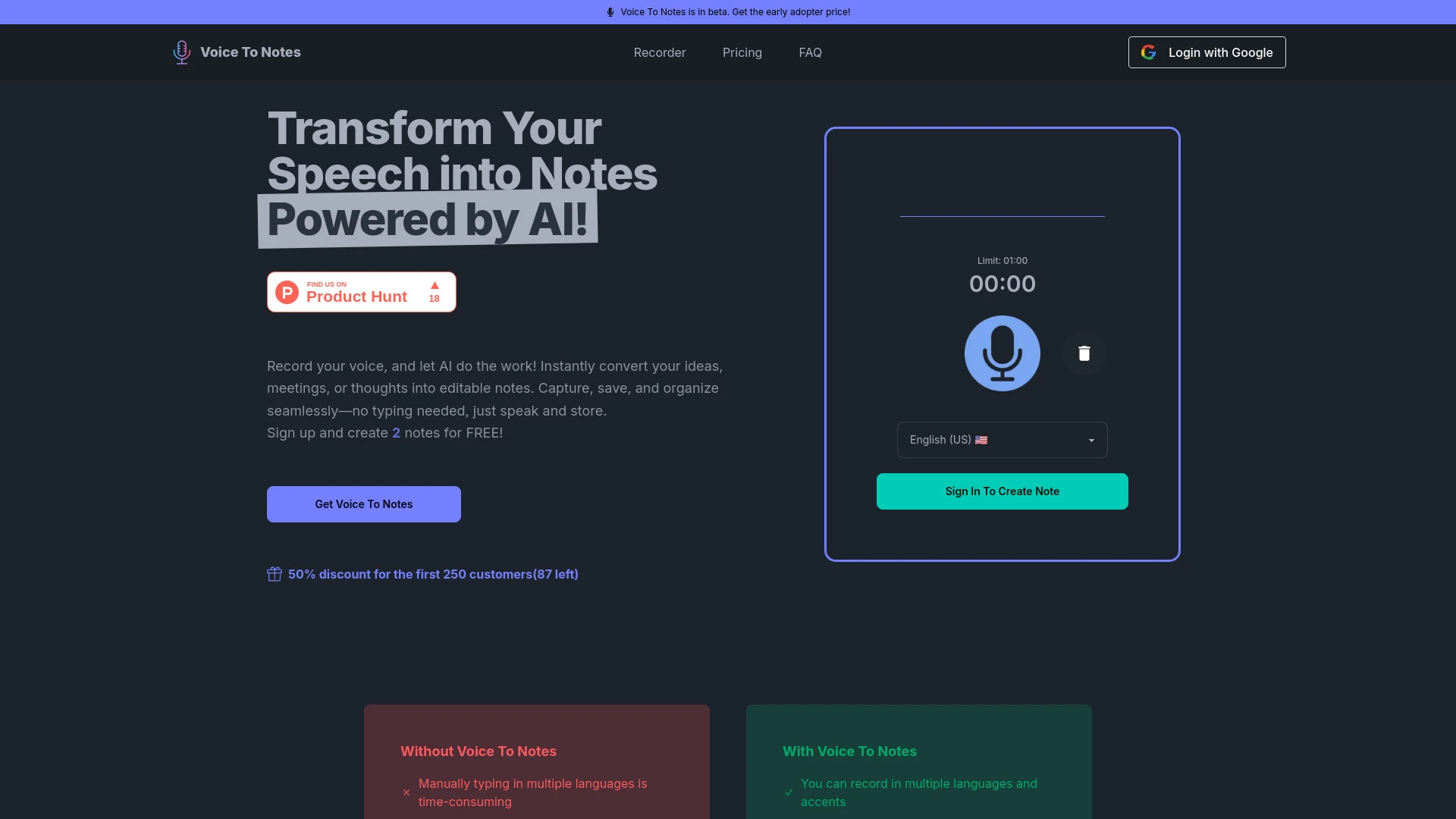 Voice To Notes - AI Tool Ocean
