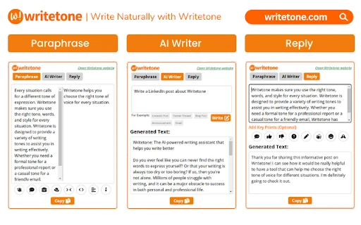 Writetone - Chrome Extension - AI Tool Ocean